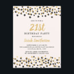 Invitación Confetti de oro negro blanco Purpurina 21º cumplea<br><div class="desc">Elegante purpurina de confeti negro y dorado sobre la invitación blanca de la fiesta de cumpleaños 21 para las mujeres.</div>