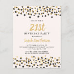 Invitación Confetti de oro negro blanco Purpurina 21º cumplea<br><div class="desc">Elegante purpurina de confeti negro y dorado sobre la invitación blanca de la fiesta de cumpleaños 21 para las mujeres.</div>