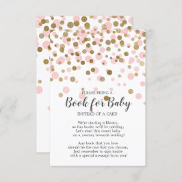 Invitación Confetti de oro rosado en Baby Shower: libro para 