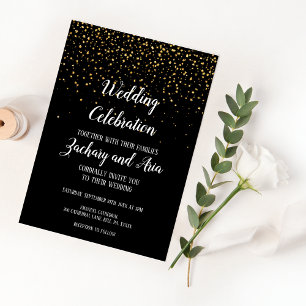 Invitación Confetti de oro sobre Boda de celebración de Bodas