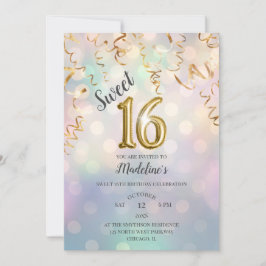 Invitación Confetti de oro y Relieve metalizado de espuma en 