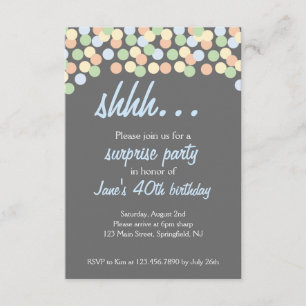 Invitación Confetti Dot Shhh... ¡Fiesta sorpresa!