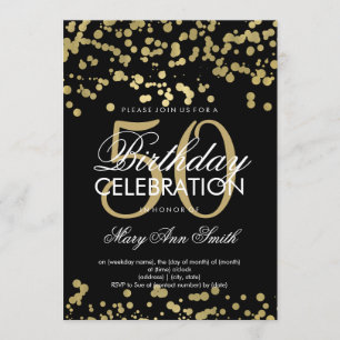 Invitación Confetti, el Relieve metalizado dorado de la 50.ª 