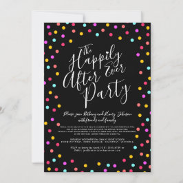 Invitación Confetti en negro felizmente después de la fiesta 