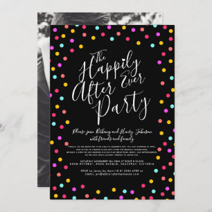 Invitación Confetti en negro felizmente después de la fiesta 