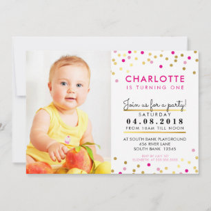Invitación CONFETTI fiesta de cumpleaños INVITE chica de punt
