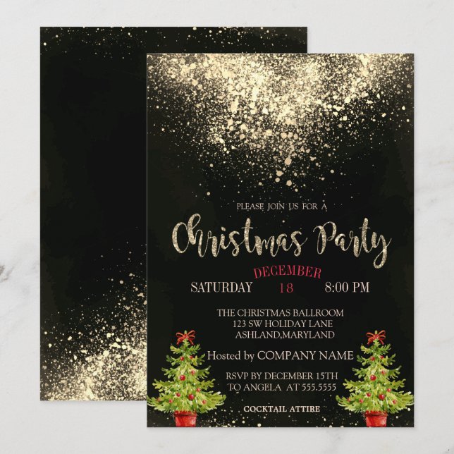 Invitación Confetti, Fiesta de la Compañía de Navidades de Ár (Anverso / Reverso)