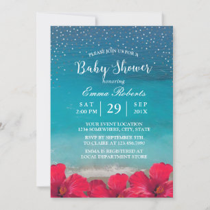 Invitación Confetti floral tropical de Baby Shower Summer Bea
