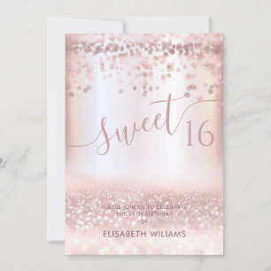 Invitación Confetti Girly rosa oro purpurinoso sombrío Invita