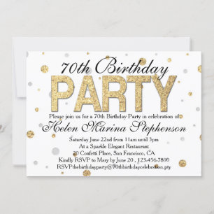 Invitación Confetti Gold 70th Birthday Party