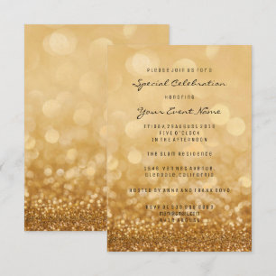 Invitación Confetti Gold Glam Purpurina Plata Mínimo Formal