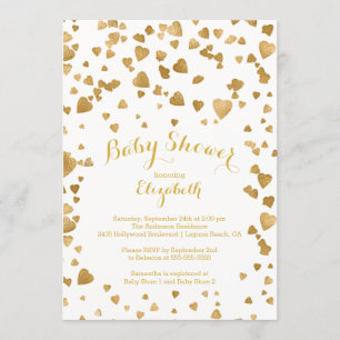 Invitación Confetti Gold moderno invitan a Baby Shower