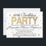 Invitación Confetti Gold Sparkle 60th Birthday Party<br><div class="desc">Magníficas invitaciones impresas de personalizados de la fiesta de cumpleaños número 60. Confeti purpurina de oro, elegante y feminista invitación para ella en su fabuloso cumpleaños número 60. Purpurinoso patrón blanco brillante y dorado imprimir fondo de punto de polka. Elegante y elegante para disfrutar de una elegante atmósfera formal o...</div>