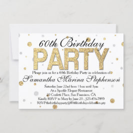 Invitación Confetti Gold Sparkle 60th Birthday Party
