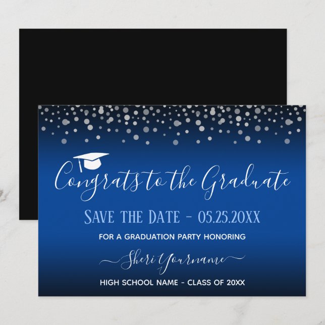 Invitación Confetti Graduation Party Save the Date Invitation (Anverso / Reverso)