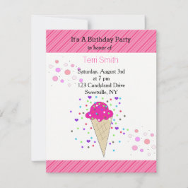 Invitación Confetti Ice Cream Birthday Party