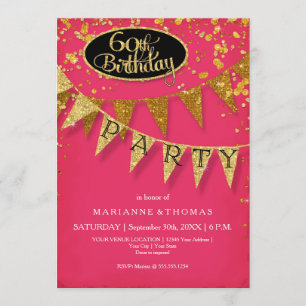 Invitación Confetti, la bandera de la fiesta de cumpleaños nú