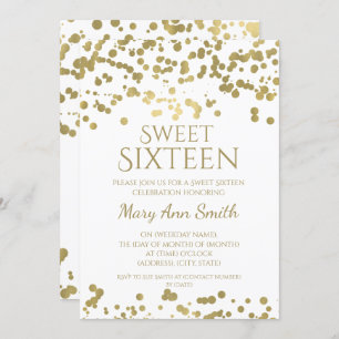 Invitación Confetti moderno y dulce de dieciséis Relieves met