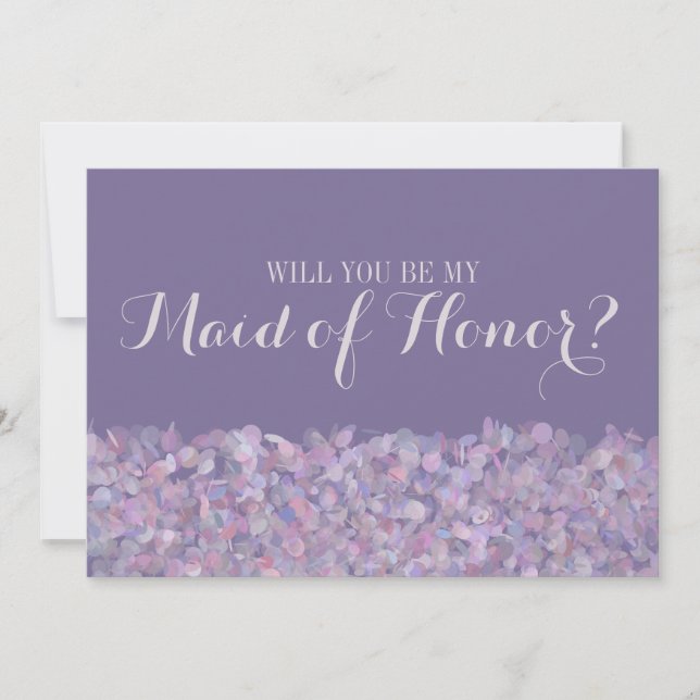 Invitación Confetti morado serás mi empleada de honor (Anverso)