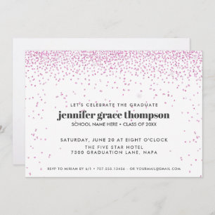 Invitación Confetti Pink and white Photo Graduation Party