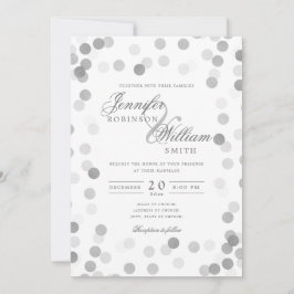 Invitación Confetti plateado simple y elegante