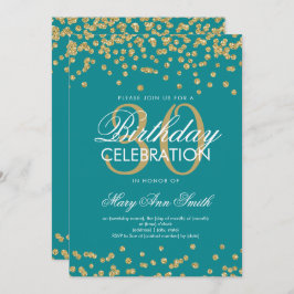 Invitación Confetti, Purpurina de cumpleaños 30 Verde azulado