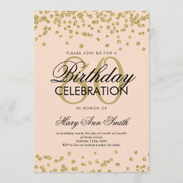 Invitación Confetti, Purpurina de cumpleaños 80 dorado Rubor 