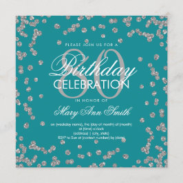 Invitación Confetti, Purpurina de cumpleaños 80, Verde azulad