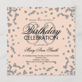 Invitación Confetti, Purpurina de cumpleaños Silver Rubor Pin