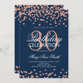 Invitación Confetti, Purpurina de la Marina de Oro Rosa, 30 a