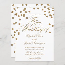 Invitación Confetti Purpurina de oro blanco elegante matrimon
