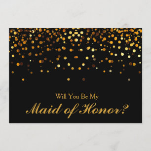 Invitación Confetti, Purpurina de oro, doncella de honor