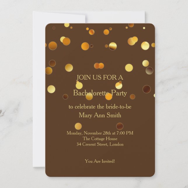 Invitación Confetti Purpurina de oro esparce bachiller de cho (Anverso)