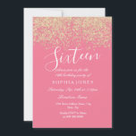 Invitación Confetti, Purpurina de Oro Rosado, fiesta de cumpl<br><div class="desc">Confetti,  Purpurina de Oro Rosado,  fiesta de cumpleaños 16. Hermosa invitación a Confetti Purpurina de Oro Faux. Colección coincidente en Nicho y tienda Nest. Diseño Cortesía de Studio Dinamarca</div>