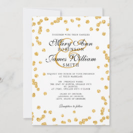 Invitación Confetti Purpurina de oro simple y elegante