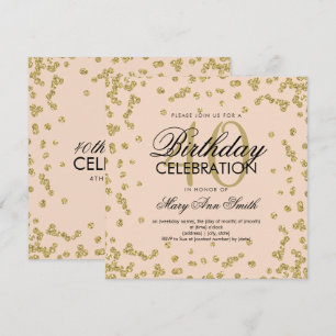 Invitación Confetti, Purpurina de Rubor Gold, 40 años