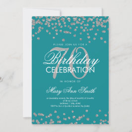 Invitación Confetti, Purpurina del partido de cumpleaños 70, 