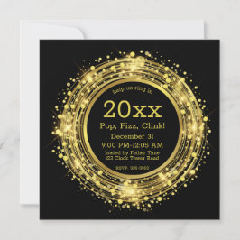 Invitación Confetti, Purpurina del reloj de Nochevieja