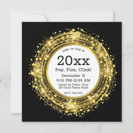 Invitación Confetti, Purpurina del reloj de Nochevieja