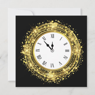 Invitación Confetti, Purpurina del reloj de Nochevieja