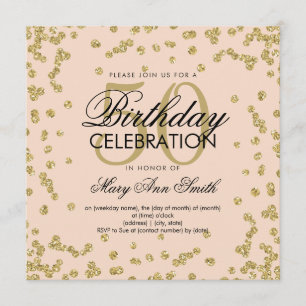 Invitación Confetti Purpurina elegante Gold Rubor 50 cumpleañ