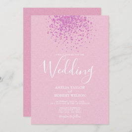 Invitación Confetti Purpurina rosa moderno