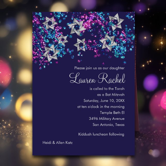 Invitación Confetti, Purpurinoso de la Estrella Plateada de B (Subido por el creador)