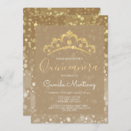 Invitación Confetti quinceanera con espuma de oro