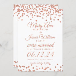 Invitación Confetti Rosa de Purpurina de oro para matrimonio