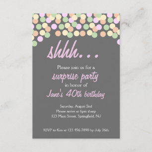 Invitación Confetti Shhh... ¡Fiesta sorpresa!
