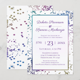Invitación Confetti Sparkle   Boda de polvo de diamante acuar