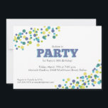 Invitación Confetti Sprinkle Nacimiento<br><div class="desc">Esta colorida invitación a la fiesta ofrece un colorido confeti en tonos azules,  verdes,  turquesa y lima.</div>