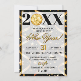 Invitación Confetti Streamers 2026 New Years Eve Party