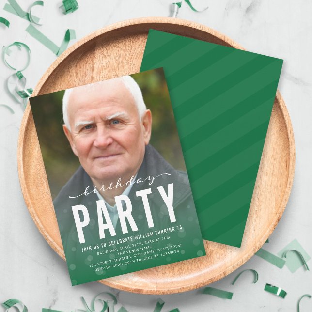 Invitación Confetti verde moderno cualquier foto de cualquier (Subido por el creador)